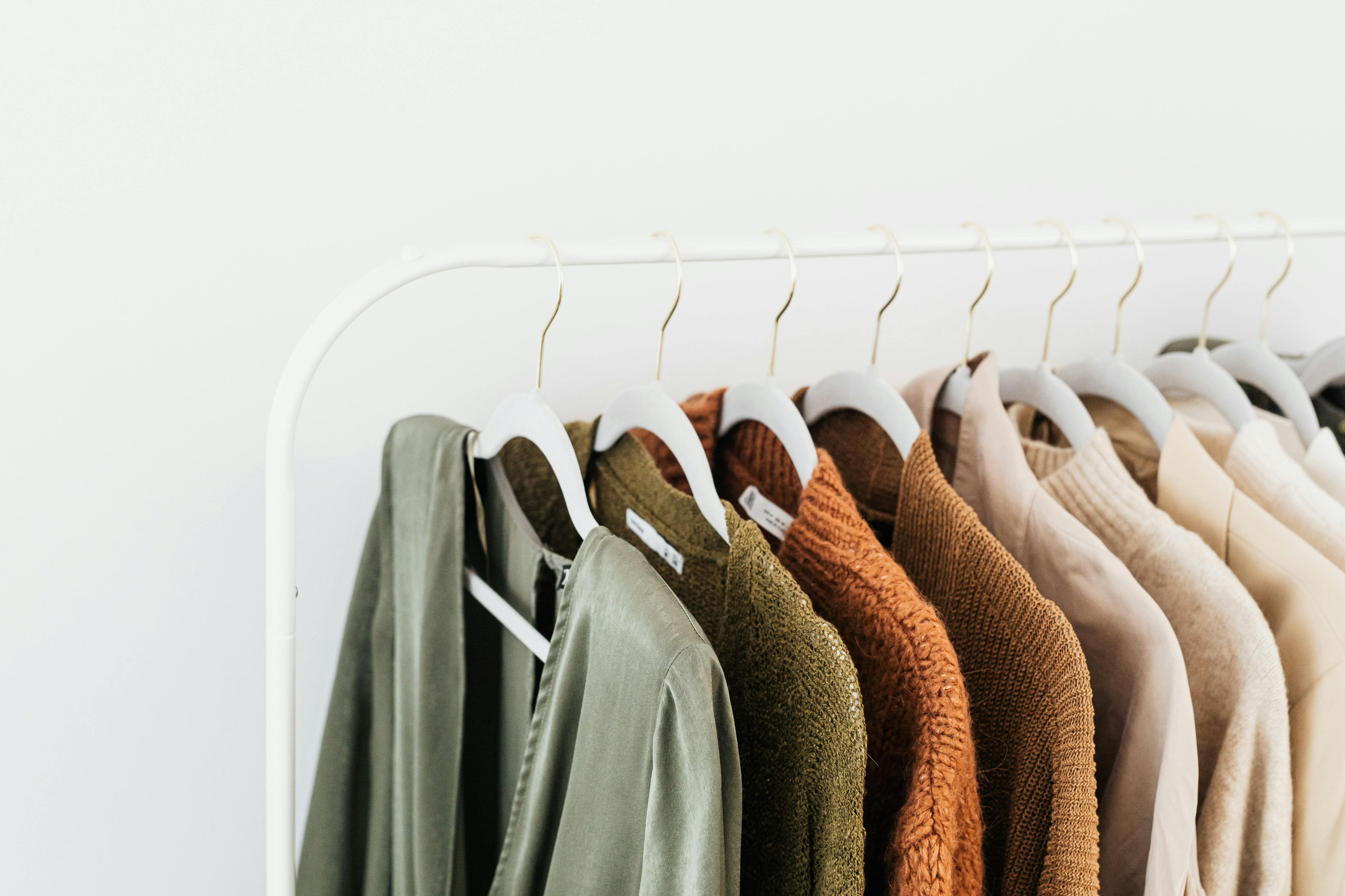 Closeup of women's clothes hanging on clothes rack
